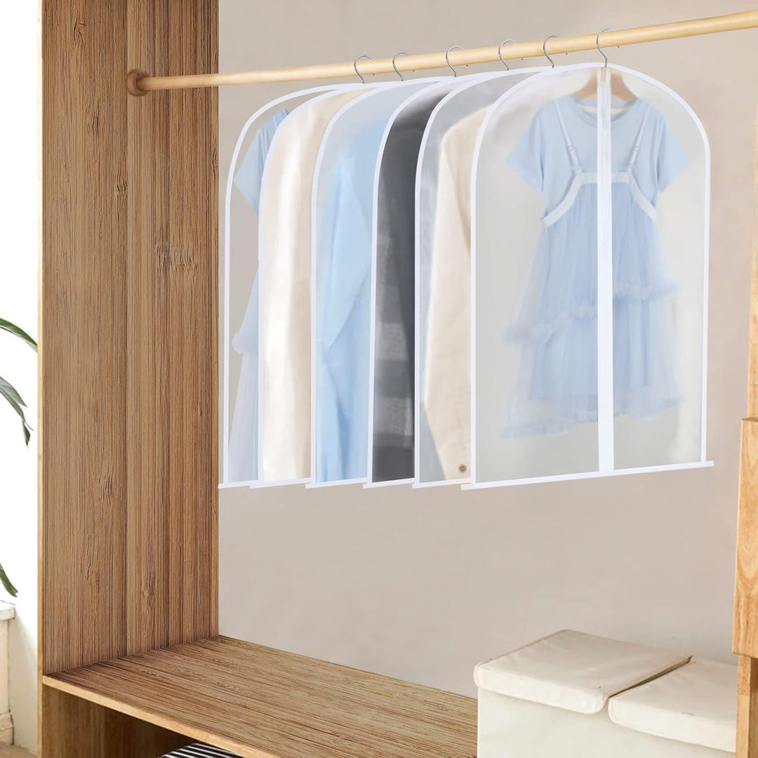 Clear PEVA bags, 24-count. Ideal dust protector & wardrobe organizer for garments.