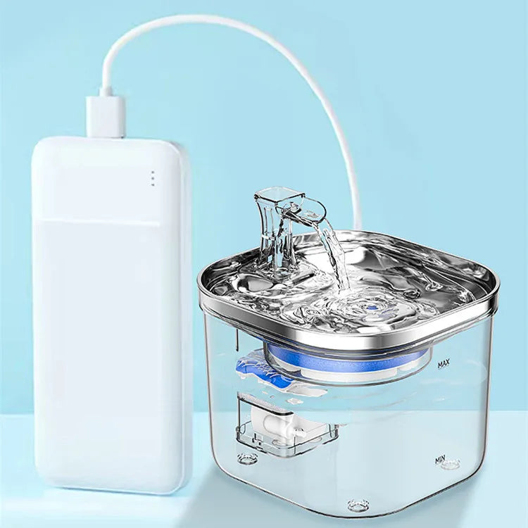 Filtered pet drinking fountain, keeping water clean & enticing for cats & dogs.