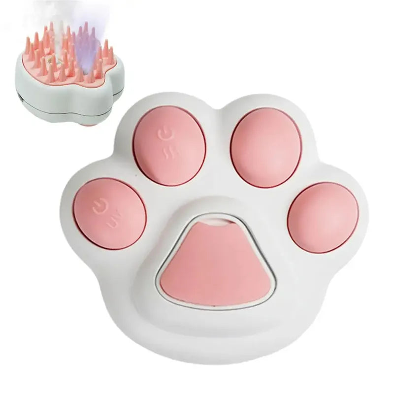 Electric cat brush with spray for gentle grooming, deshedding, and a shiny, healthy coat.