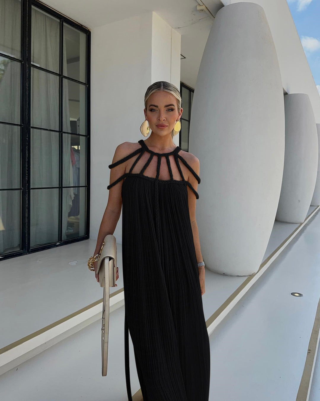 Elegant women's boho summer maxi dress, perfect for holiday vibes, casual outings & effortless vacation style.