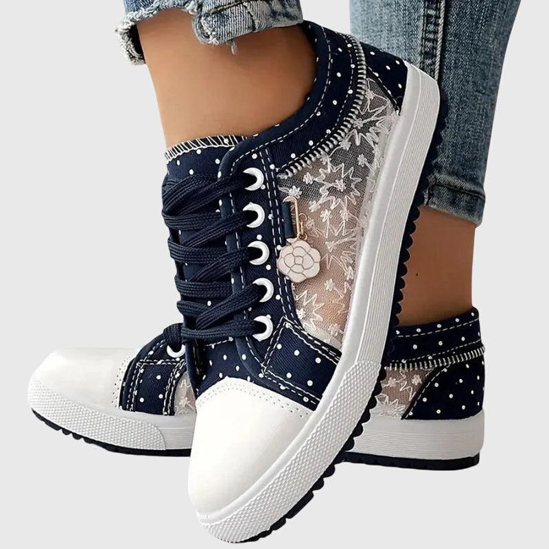 Women's casual orthopedic sneakers, grey, designed for foot pain relief & supportive comfort.