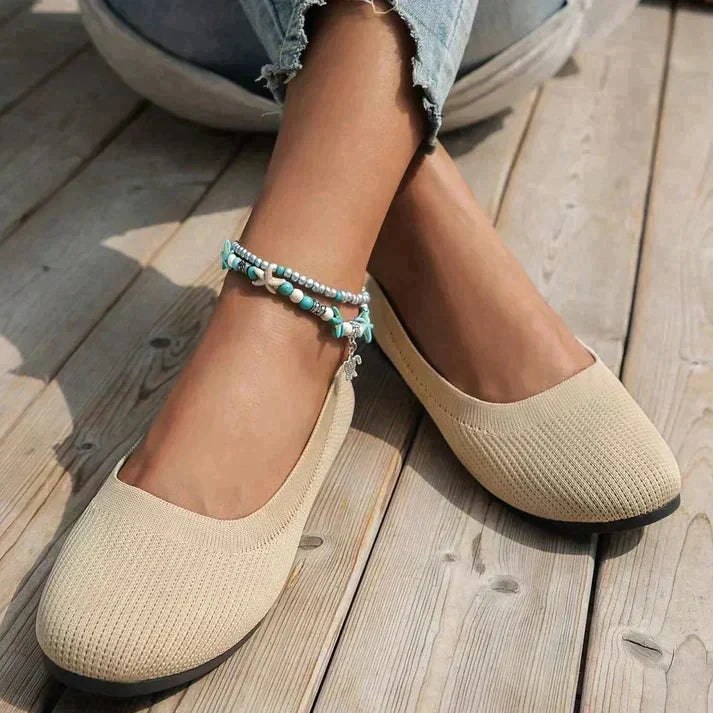 Front view of classic women's orthopedic ballerina shoes, offering both style and everyday comfort.