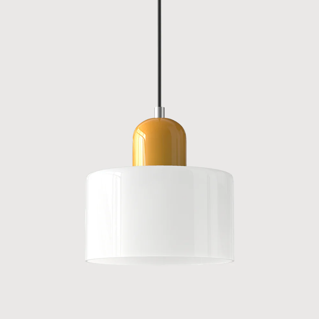 Warm light adjustable retro pendant, glass shade, for charming home decor.