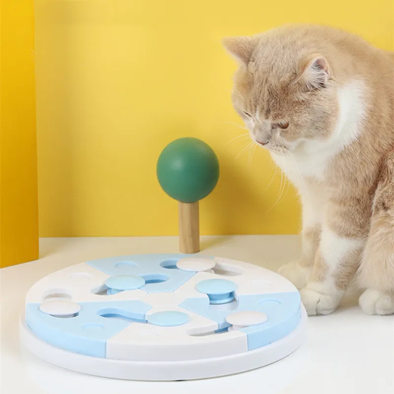 Interactive pet puzzle food dispenser for cats & dogs. Promotes mental stimulation & slow feeding.