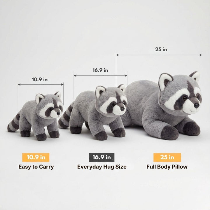 Raccoon long animal pillow, perfect for unwinding after a long day.
