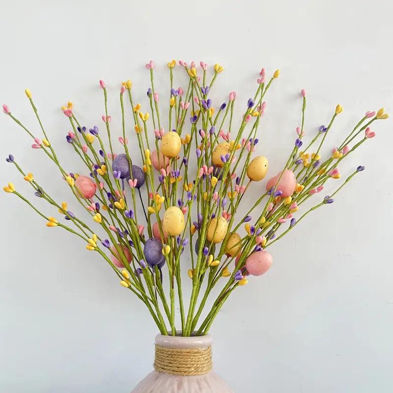 Festive Easter branches with cheerful colored eggs, bringing a joyful spring touch to any home decor.