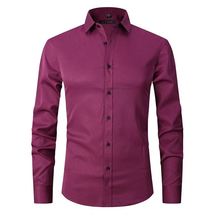 Comfortable stretch dress shirt for men, offering flexibility & style. Great for office wear & versatile occasions.