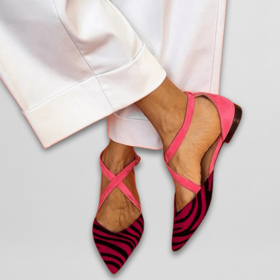 Women's comfortable strappy ballet flats. Chic, elegant design for all-day wear & secure fit.