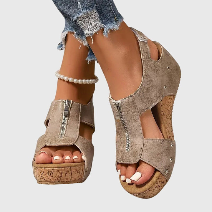 Comfortable women's summer shoes: orthopaedic sandals with zipper, stable sole, and wide fit.