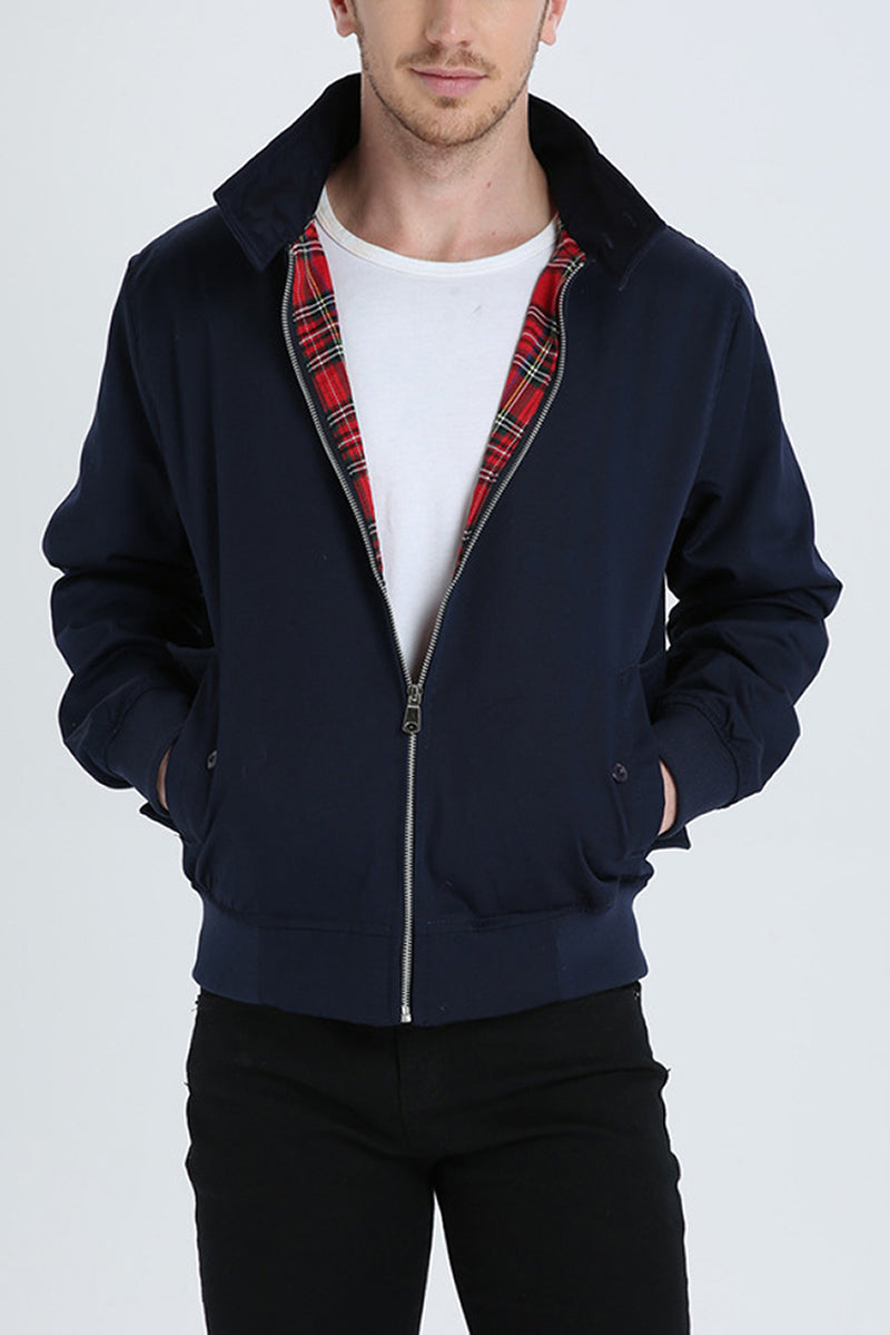 Modern classic men's plaid jacket, a stylish and comfortable bomber outerwear.