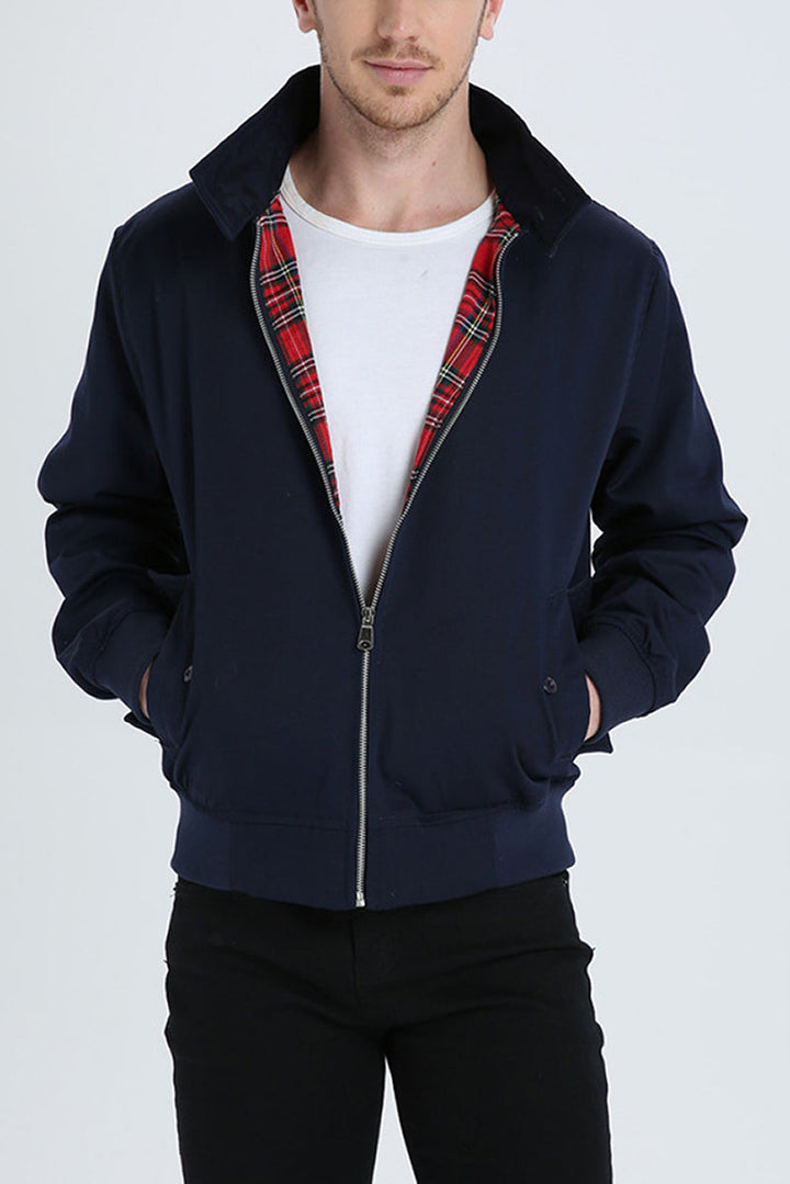 Modern classic men's plaid jacket, a stylish and comfortable bomber outerwear.