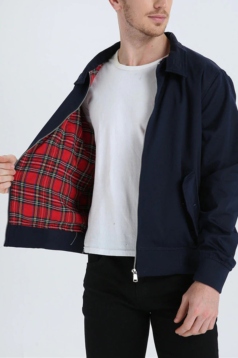 Men's classic Harrington jacket with a timeless plaid pattern for stylish everyday wear.