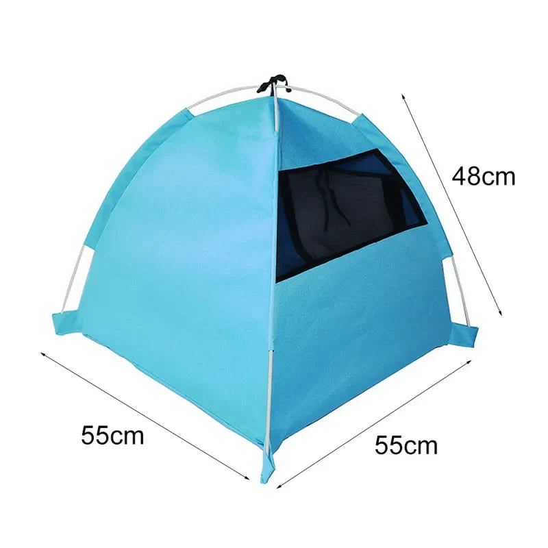 Outdoor waterproof & breathable pet tent. Ideal portable dog bed or cat house for travel & camping.