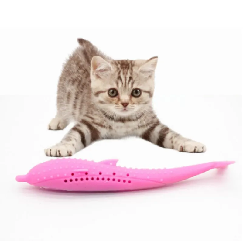 Silicone whale chew toy for cats & small dogs. Durable, interactive pet dental toy for kittens & puppies.