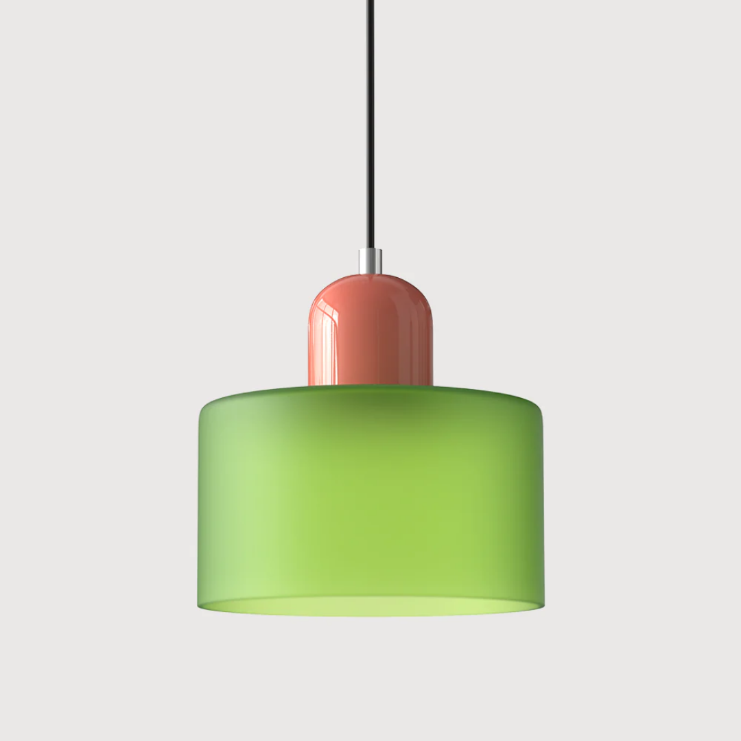 Decorative retro pendant with glass, adjustable cord for elegant home lighting.