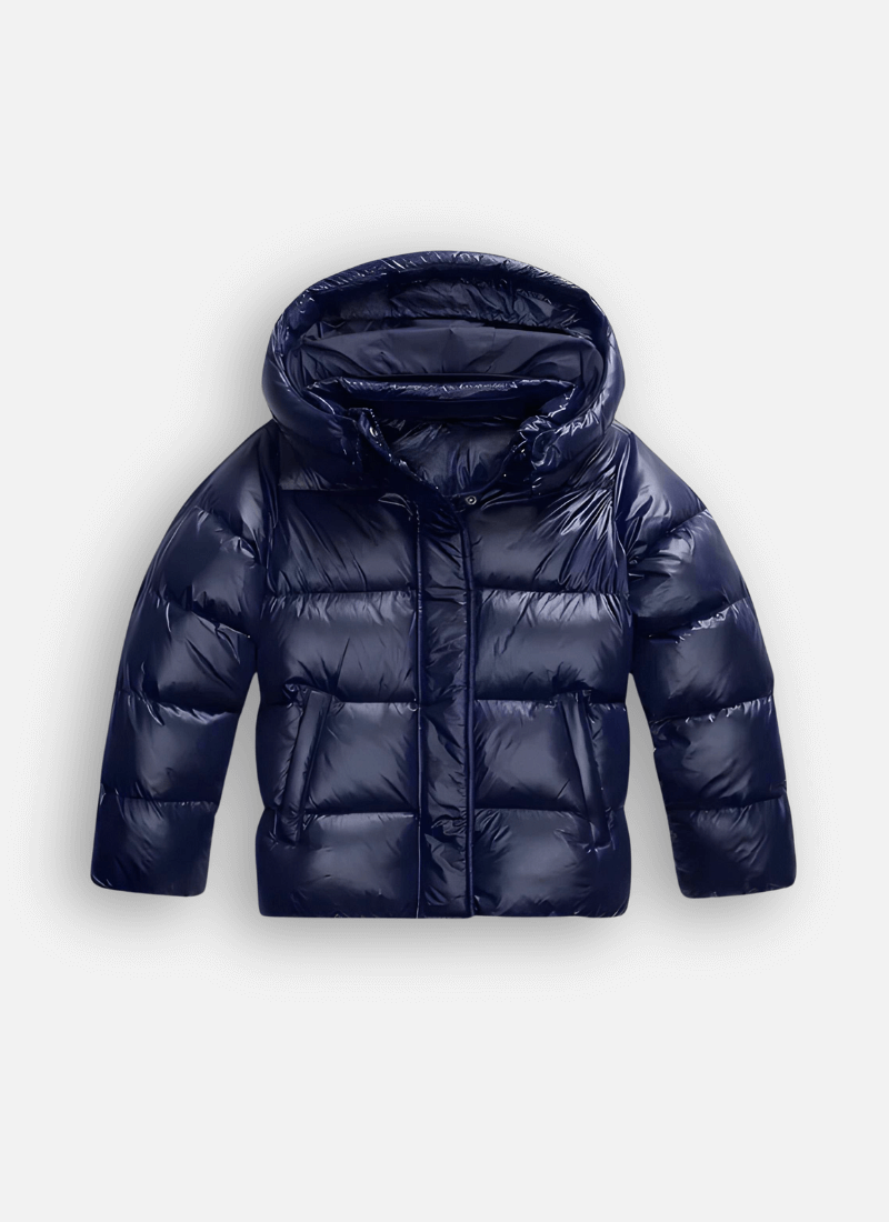 Sleek women's slim-fit puffer jacket, offering warmth and style for fall fashion & cold weather city wear. Everyday outerwear.