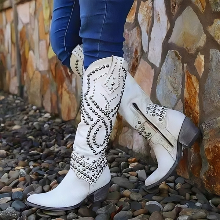 Orthopedic women's boots: knee-high, stylish, comfortable. Perfect for fall/winter fashion with block heel & pointed toe.