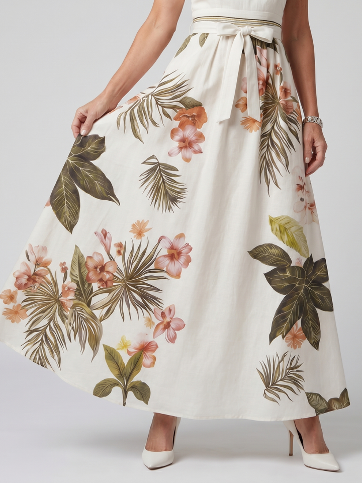 Women's elegant draped halter maxi dress, a chic and effortless sleeveless design for summer fashion.
