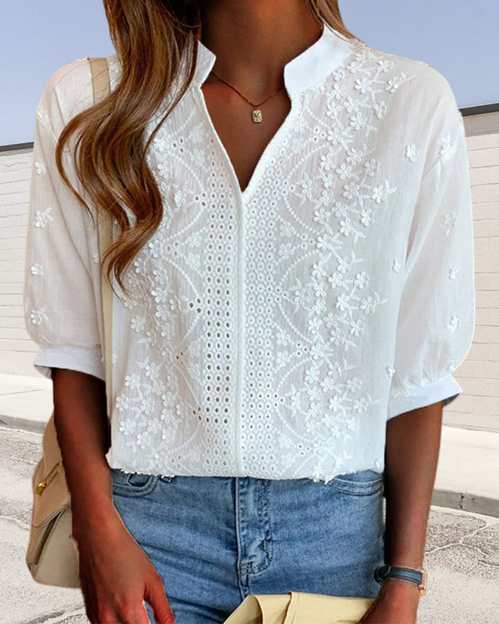 Elegant white puff sleeve blouse for women, perfect for versatile fashion.