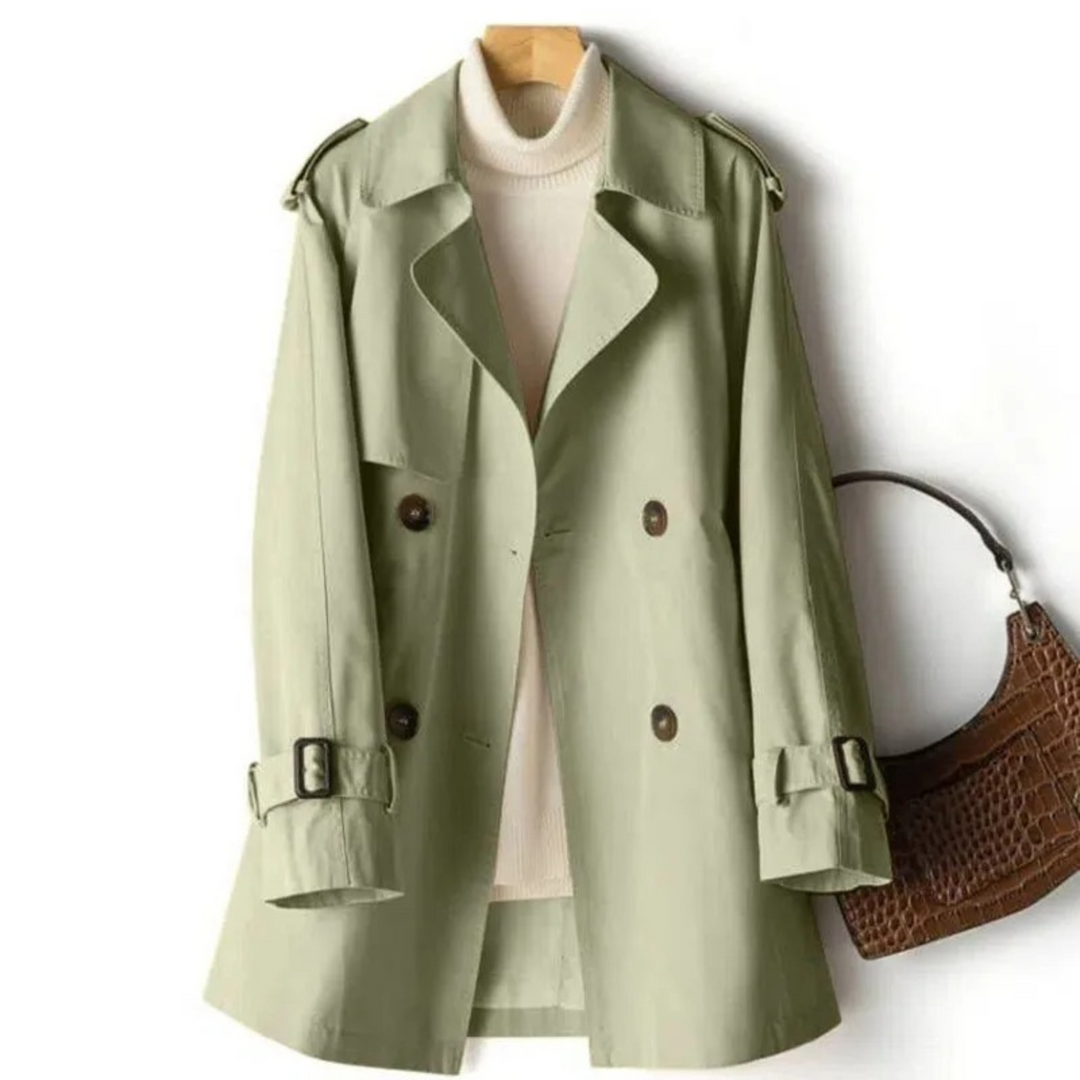 Soft, comfortable women's trench coat. Chic mid-length design, perfect for stylish fall & spring outerwear.