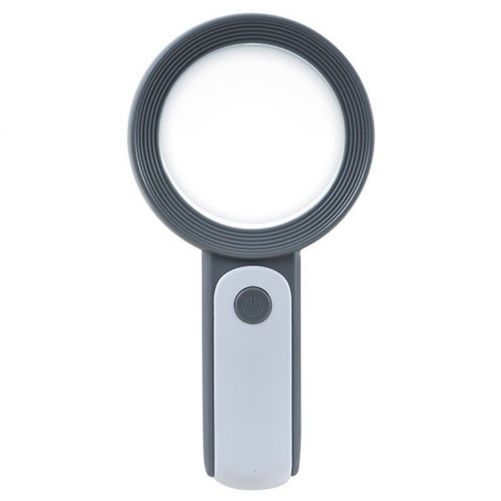 Portable LED magnifier, ideal reading aid for seniors & low vision, with adjustable light for hobbies.