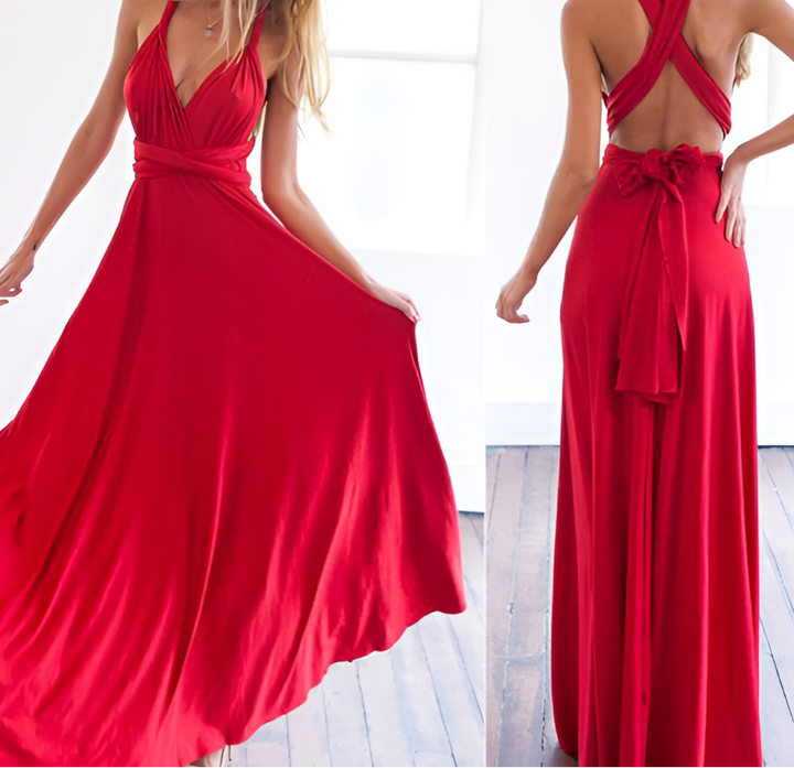 Beautiful multiway wrap maxi dress for women, a versatile evening gown perfect for any special occasion.