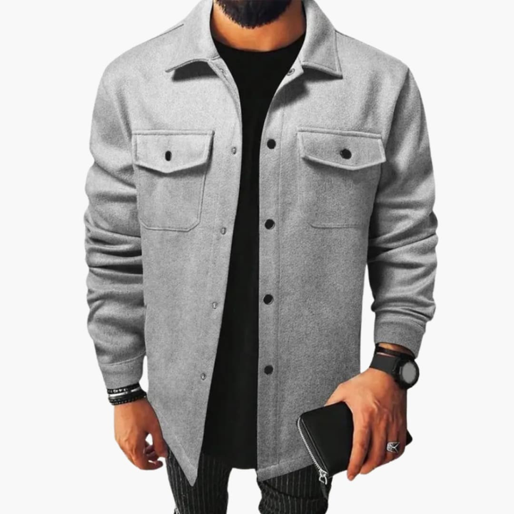 Men's versatile button placket shirt jacket, ideal for layering or casual outerwear.