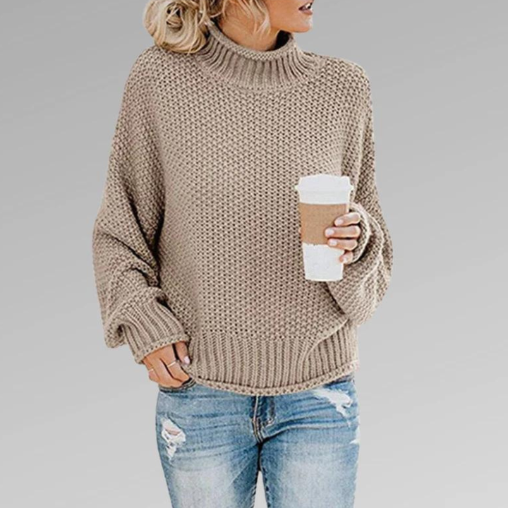 Women's classy Scandinavian knit sweater, elegant & cozy long-sleeve top.