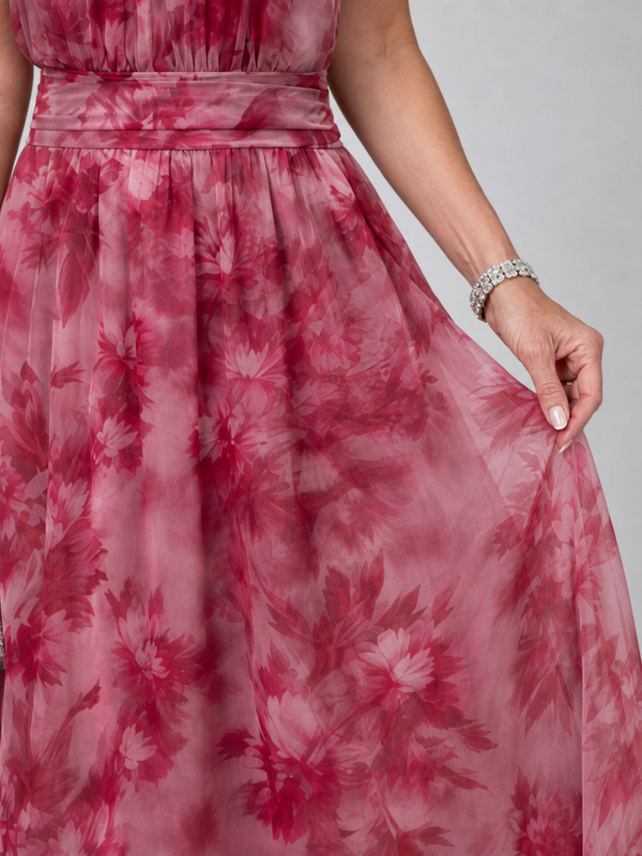 Beautiful sleeveless halter neck midi dress for women, offering an elegant & comfortable summer style.