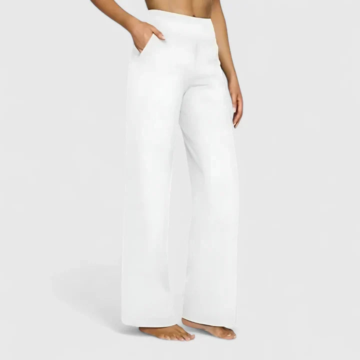 Soft, comfortable women's straight leg trousers, elegant for versatile work & casual outfits.