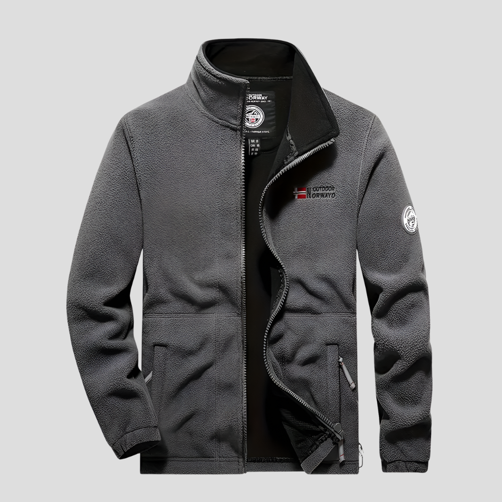 Men's cozy full-zip fleece jacket, ideal for outdoor adventures, casual layering, and warmth in fall/winter.