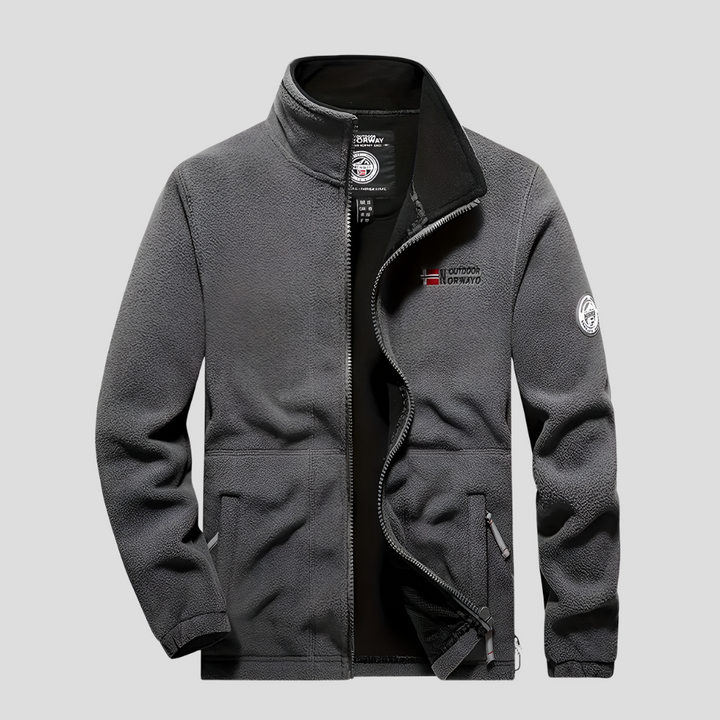 Men's cozy full-zip fleece jacket, ideal for outdoor adventures, casual layering, and warmth in fall/winter.