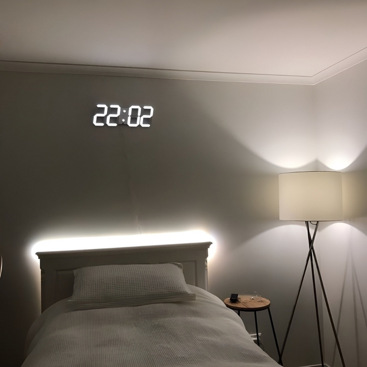 Sleek minimalist LED wall clock, a futuristic smart display for your modern home or office decor.