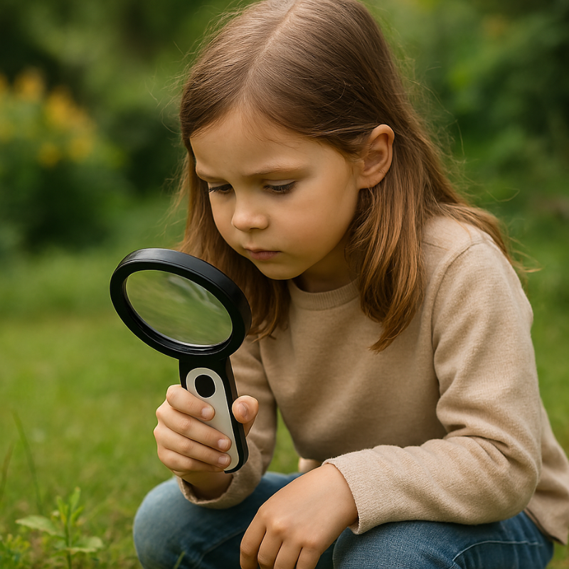 Bright LED magnifying glass, a portable reading aid for low vision & fine print with adjustable light.