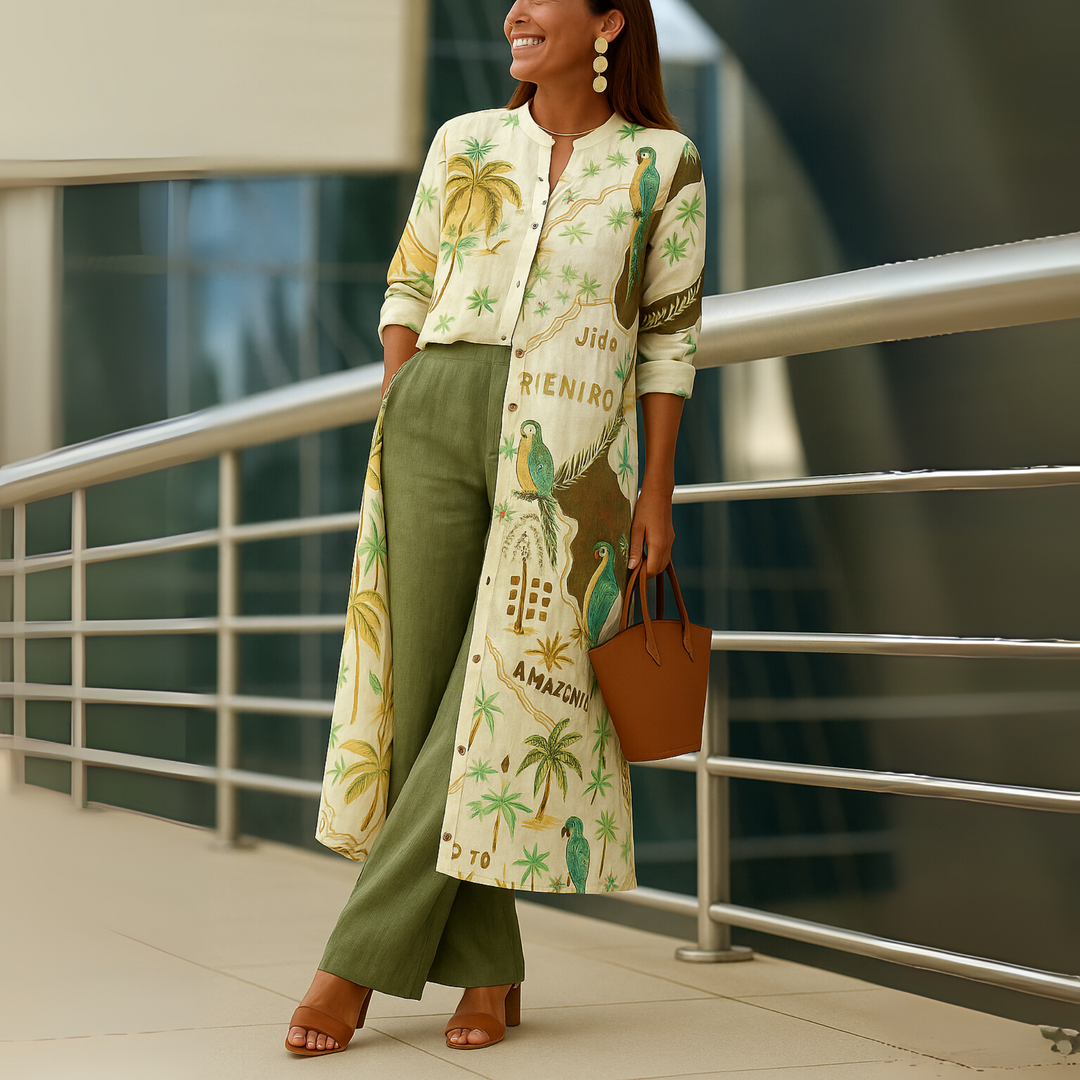 Stylish women's wide leg trousers from a matching two-piece set, offering comfort and a chic, flowing silhouette.