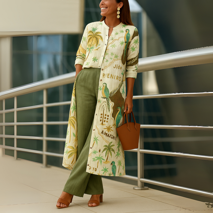 Stylish women's wide leg trousers from a matching two-piece set, offering comfort and a chic, flowing silhouette.