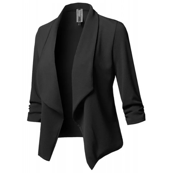 Professional women's open front blazer. Elegant and lightweight, ideal for versatile office or casual wear.