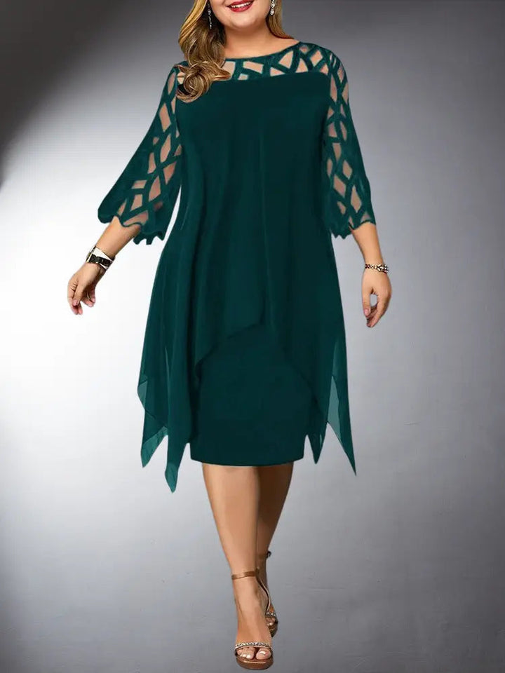 Classic white plus size midi dress for women. Elegant, comfortable, and perfect for various occasions.