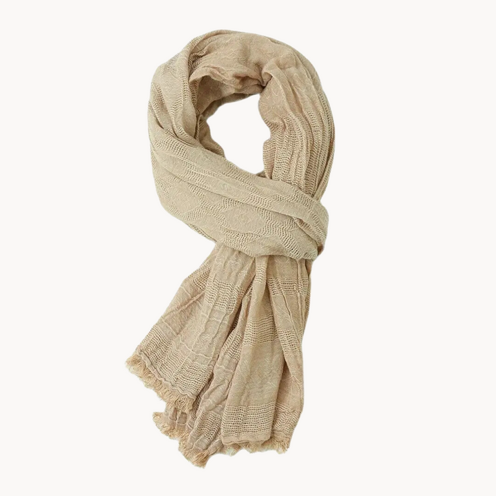 Cozy men's soft cotton linen blend scarf, perfect for warmth and elegant winter style on chilly days.