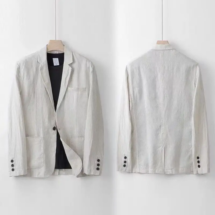 Stylish men's matching set: casual button-up cardigan & relaxed fit trousers for men's fashion.