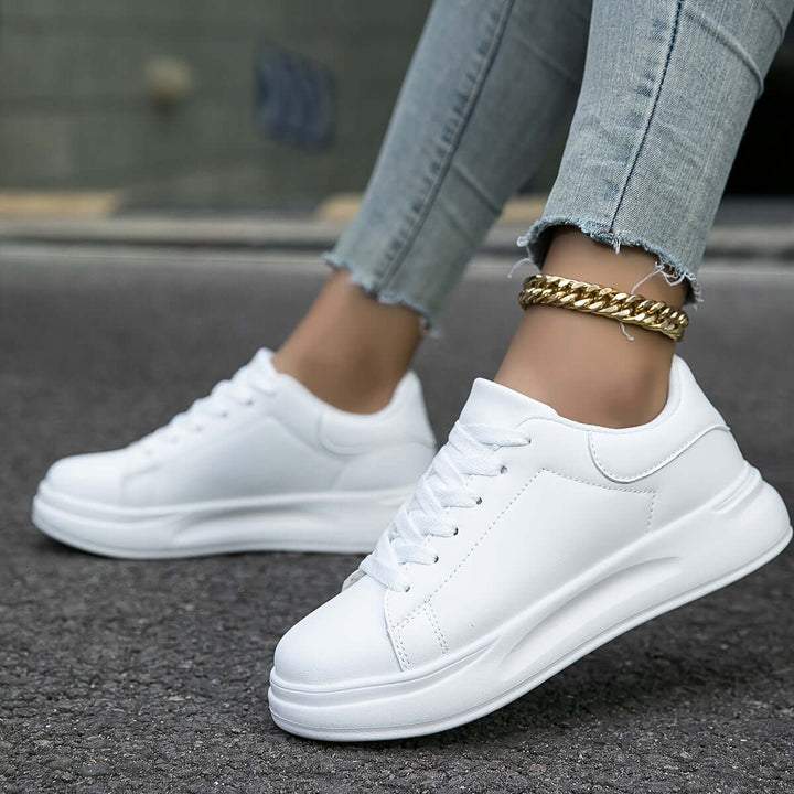 Women's White Leather Trainers