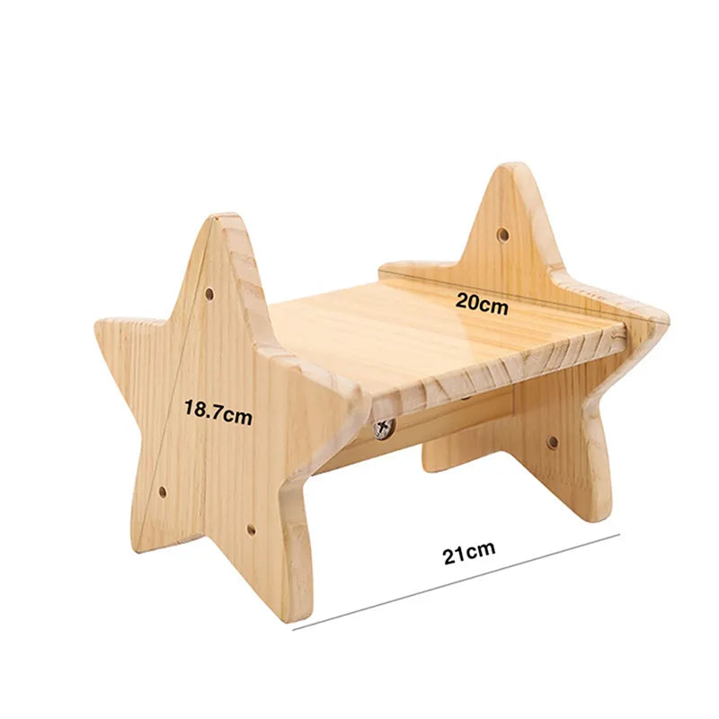 Modern design wall-mounted cat furniture: wood scratching board & cozy rest spot for cats.