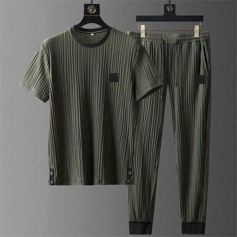 Men's Textured Tracksuit Set - Relaxed Fit
