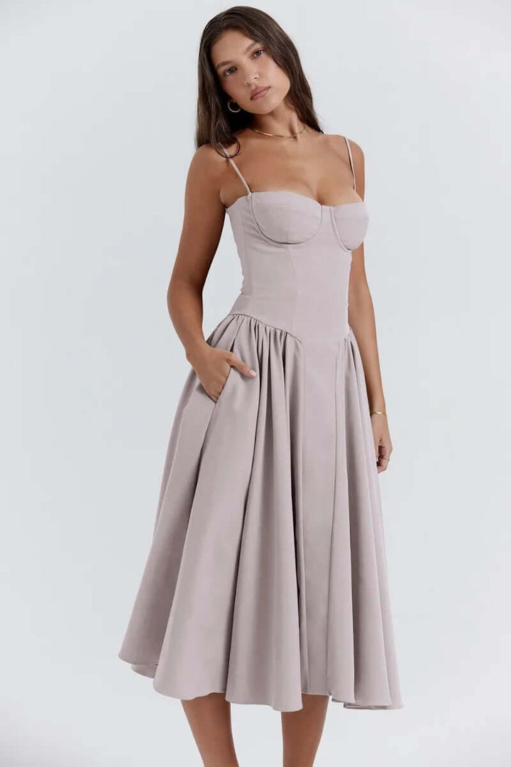 Women's Sleeveless Corset Fit Midi Dress