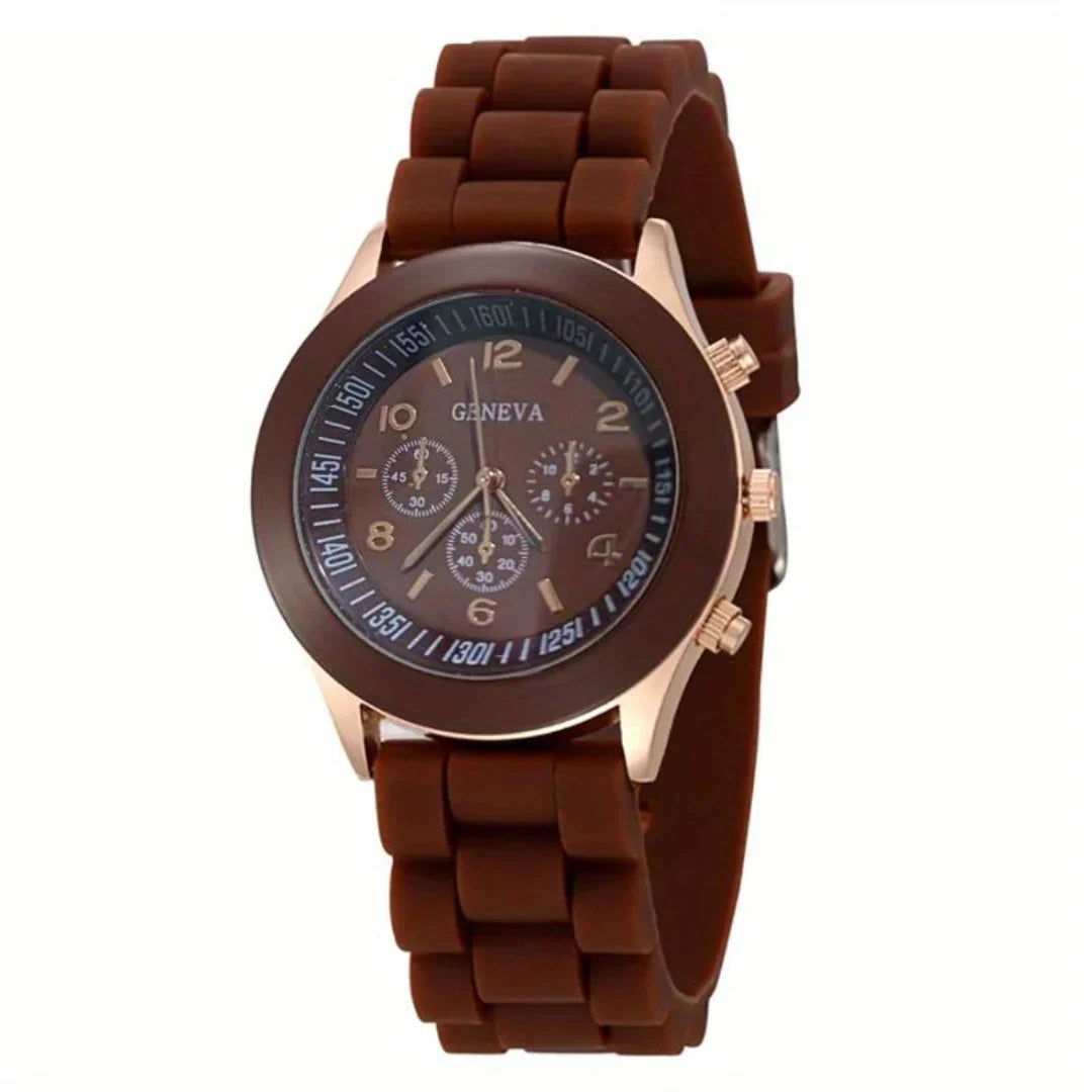 Classic unisex silicone quartz watch, comfortable and reliable for daily use.