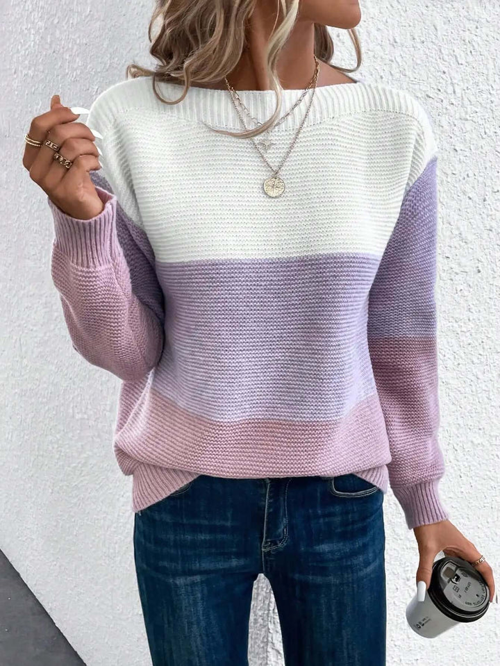 Women's Knitted Sweater with Round Neckline