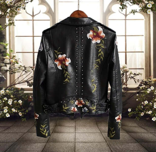 Women's Floral Print Motorcycle Jacket