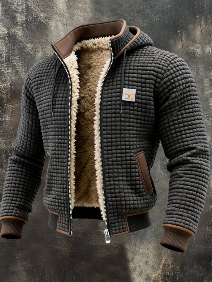 Men's warm quilted jacket for winter. Stylish and cozy casual outerwear for cold weather.