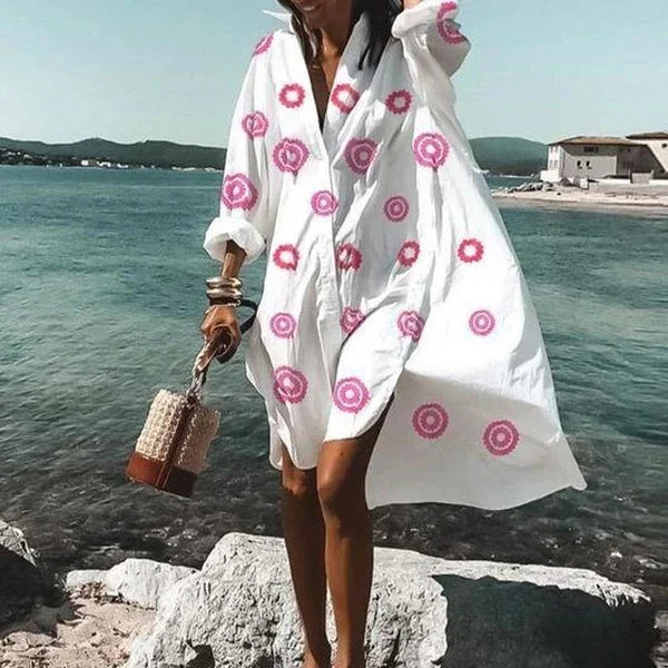 Versatile women's casual midi polo dress, a comfortable shirt dress for everyday fashion.