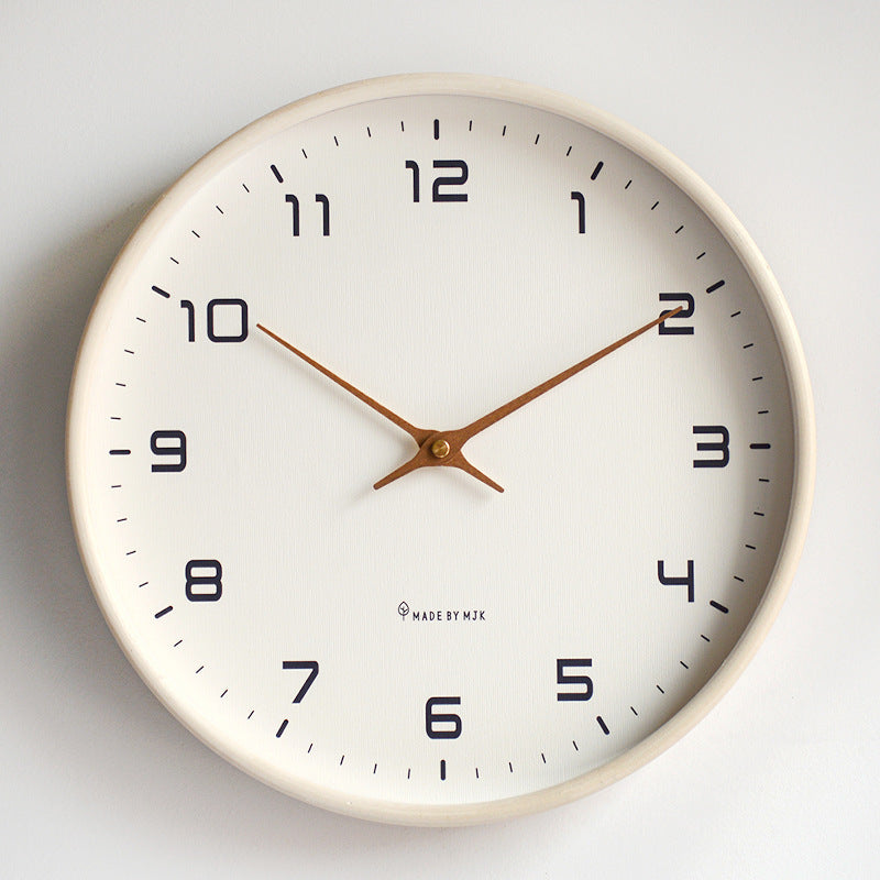 Minimalist silent wall clock with natural wooden frame. Perfect for modern home decor & contemporary spaces.